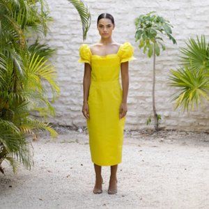 Damaris Bailey Limoncello Yellow Dress Puff Sleeve Dress